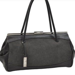 ❤️Authentic GUCCI Vintage Satchel Shoulder Hand Bag Purse Canvas Leather Black